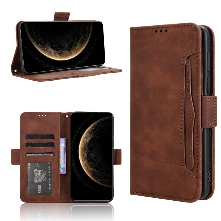Funda de Piel de Becerro para Huawei Mate 70 con Ranuras para Tarjetas (Marrón)