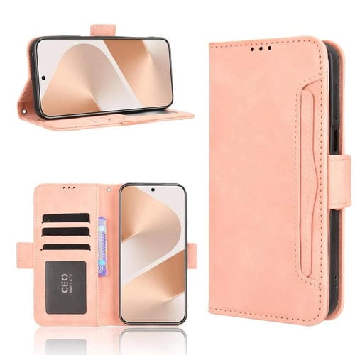 Funda de piel con textura de becerro y ranuras para tarjetas para Huawei Pura 80 5G (rosa)