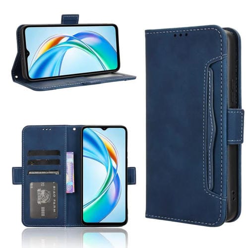 Funda de Piel Textura Becerro con Ranuras para Tarjetas para Honor X5B 4G (Azul)