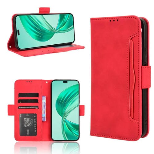 Funda de Piel Textura Becerro con Ranuras para Tarjetas para Honor X8C 4G (Roja)