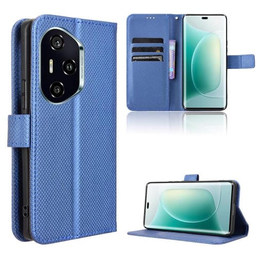 Funda de Cuero con Textura de Diamante para Honor 300 Pro 5G y 300 Ultra 5G (Azul)