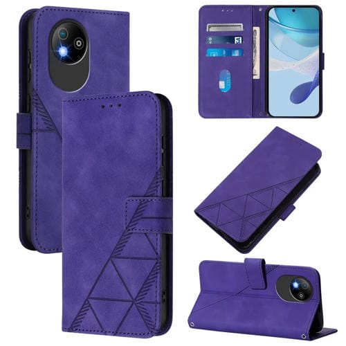 Funda de Cuero con Tapa y Relieve 3D para Teléfono ZTE Blade A35 Lite/A35 Core (Morado)