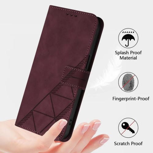 Funda de cuero con tapa y relieve 3D para ZTE Blade A52 Lite (rojo vino)