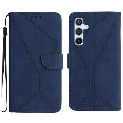 Funda de cuero con relieve y costuras para Samsung Galaxy S25 FE 5G (azul)