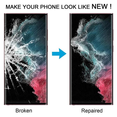 Verre extérieur de lentille Samsung Galaxy S22 Ultra avec adhésif OCA - (10 pièces)