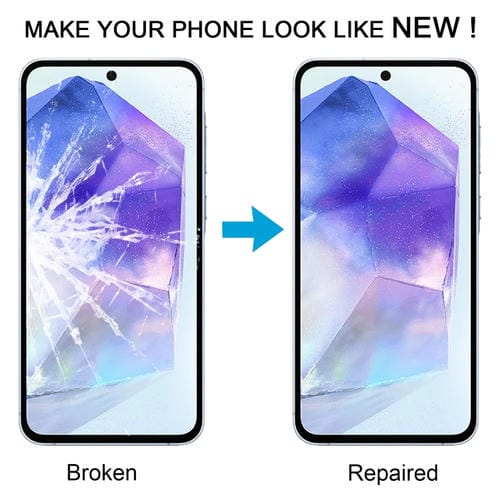 Lente de Cristal Exterior de Pantalla Samsung Galaxy A55 SM-A556B con Adhesivo OCA (10 Piezas)