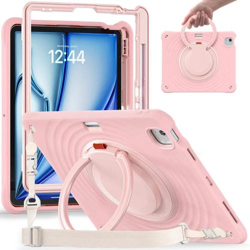 Funda híbrida Silicona para iPad Air 13 (2025/2024) con Asa Giratoria y Soporte (Rosa)