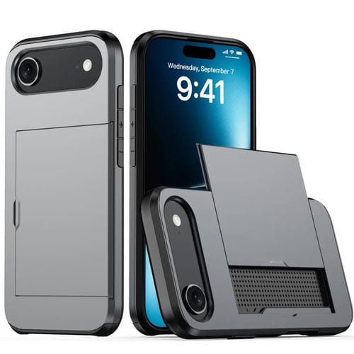 Funda protectora a prueba de golpes para iPhone 17 Air con ranura para tarjetas (gris)