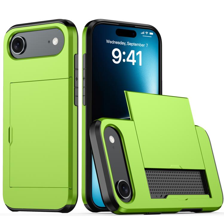 Funda protectora a prueba de golpes para iPhone 17 Air con ranura para tarjetas (verde)