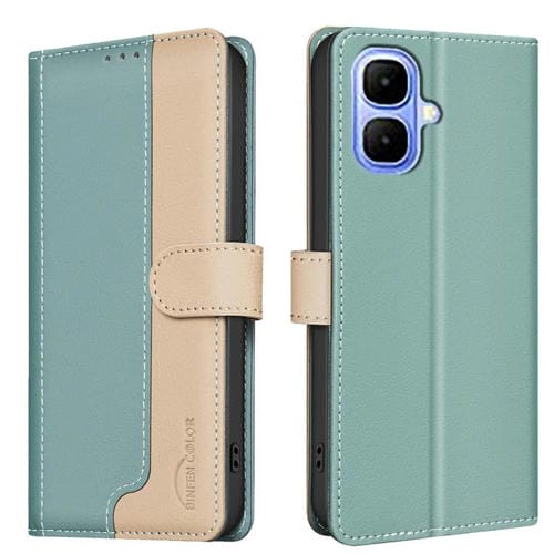 Funda de cuero antirrobo RFID a juego para Infinix Smart 10 4G (verde)