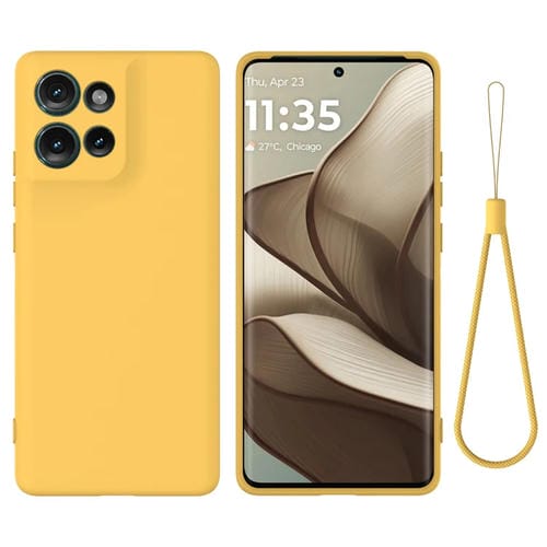 Funda Silicona LĂquida para Motorola Edge 50 a Prueba de CaĂdas con Cobertura Total (Amarillo)