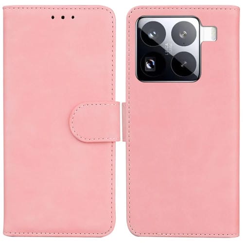 Funda De Cuero Con Tapa De Color Puro Y Tacto Suave Para Xiaomi 15 Pro (Rosa)