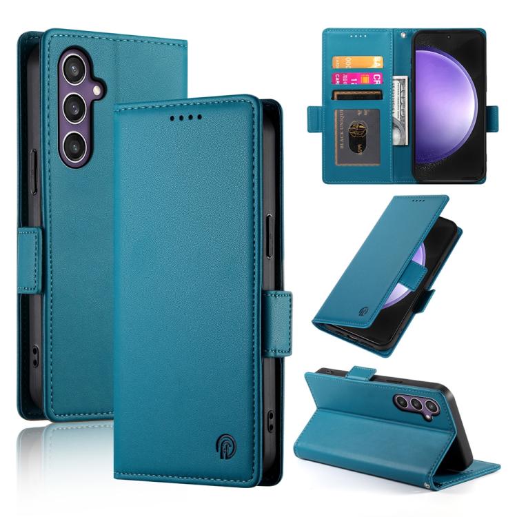 Funda de cuero esmerilado con hebilla lateral magnética para Samsung Galaxy S25 FE 5G (azul)