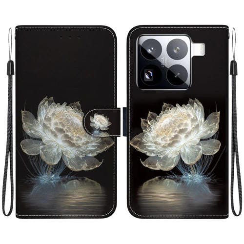 Funda De Cuero Con Dibujo De Colores Y Textura De Cristal Para Xiaomi 15 Pro (PeonĂa De Cristal)