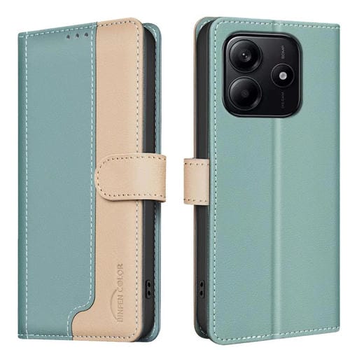 Funda de Cuero Antirrobo Rfid a Juego con Colores para Redmi Note 14 4G (Verde)