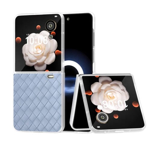 Estuche para Honor Magic V Flip de PU con Textura Tejida y Marco Translúcido Esmerilado (Azul Claro)