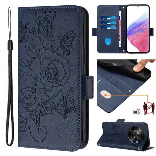 Funda de Cuero Antirrobo con Rfid para ZTE Blade A75 5G (Azul Oscuro)