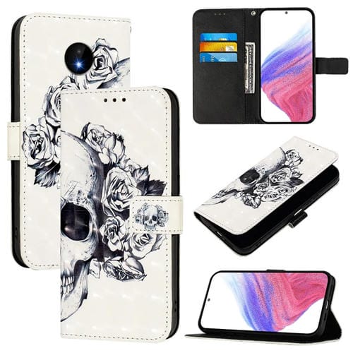 Funda de Cuero con Tapa Horizontal y Pintura 3D para Nokia C10/C20 (Calavera)