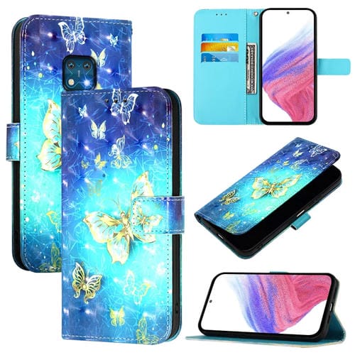 Funda de Cuero con Tapa Horizontal y Pintura 3D para Nokia Xr20 (Mariposa Dorada)