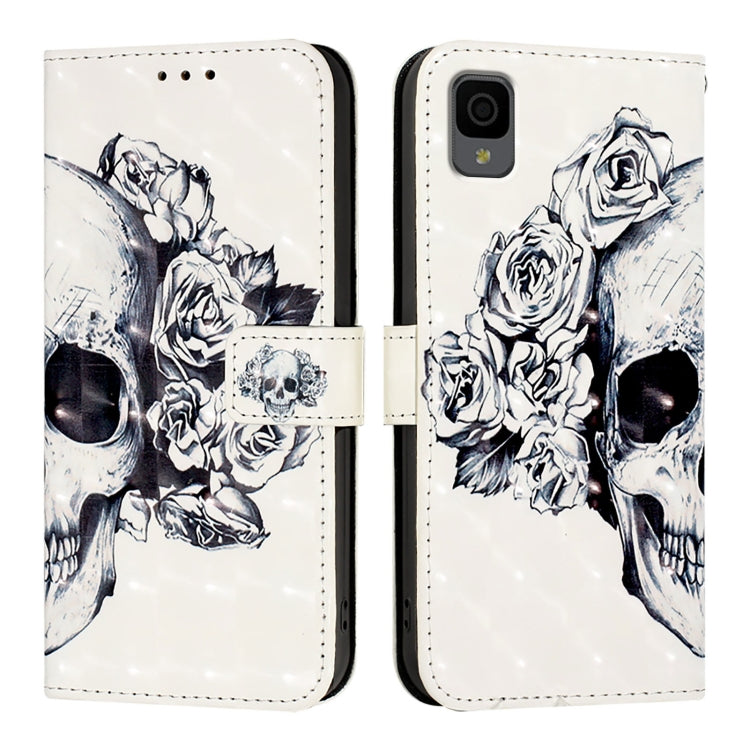 Funda de Cuero con Tapa Horizontal y Pintura 3D para TCL 30Z T602Dl (Calavera)