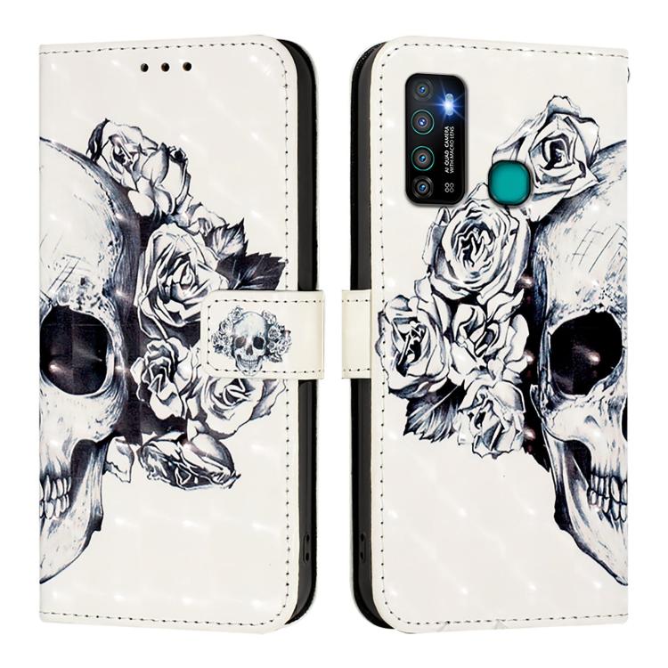 Funda de Cuero con Tapa Horizontal y Pintura 3D para Infinix Hot 9 y Hot 9 Pro (Calavera)