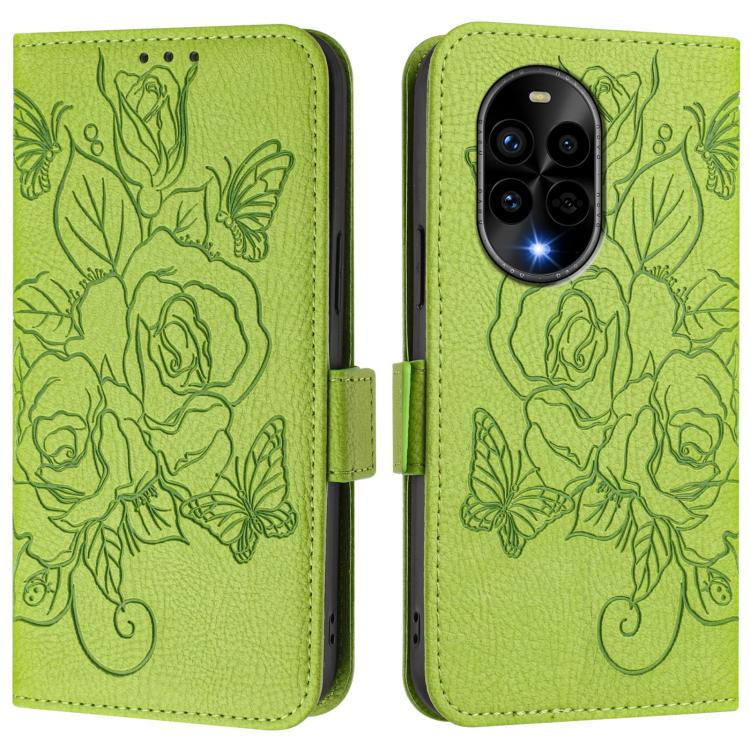 Funda de Cuero Antirrobo con RFID y Diseño en Relieve para Huawei Nova 13 Pro (Verde)
