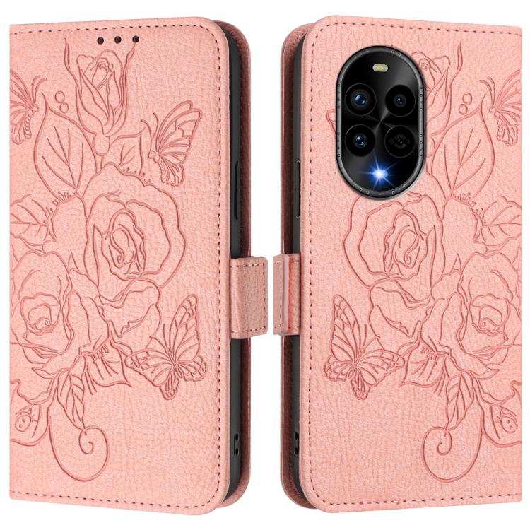 Funda de Cuero Antirrobo con RFID y Diseño en Relieve para Huawei Nova 13 Pro (Rosa)