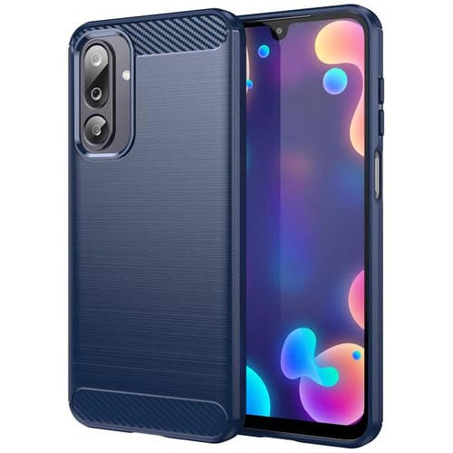 Funda de TPU con textura cepillada de fibra de carbono para Samsung Galaxy M36 5G (azul)