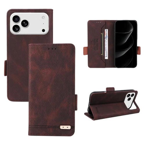 Funda de cuero con cierre magnético para iPhone 17 Pro (marrón)