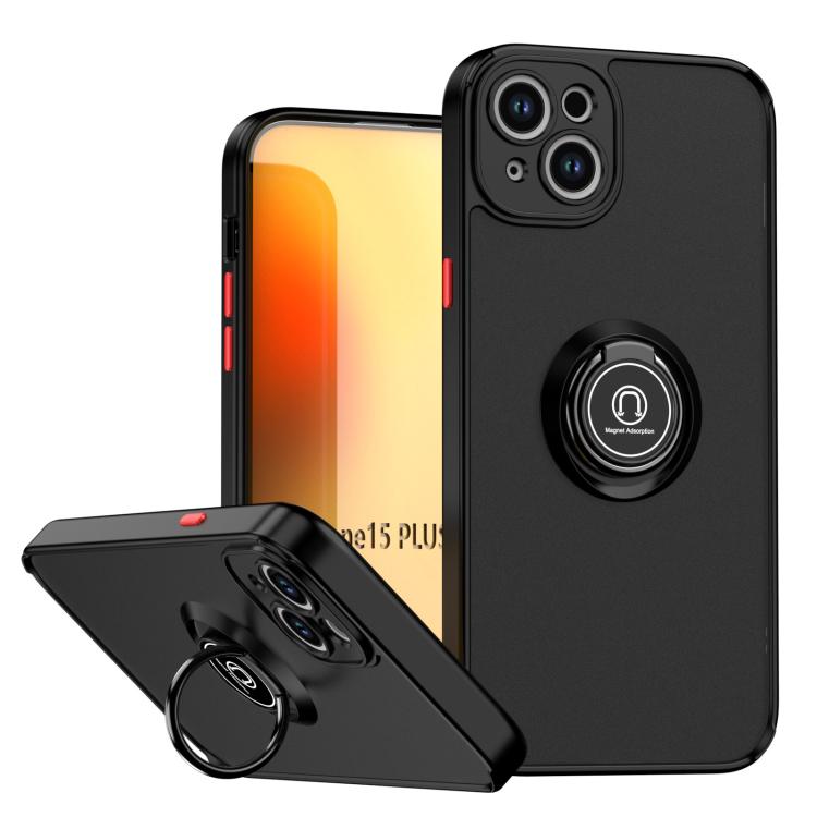 Funda de TPU + PC con anillo para iPhone 15 Plus Q Shadow 1 Series (negro y rojo)