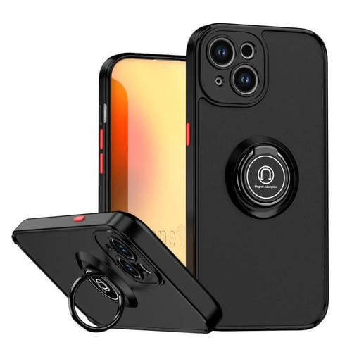 Funda de TPU + PC con anillo para iPhone 15 Q Shadow 1 Series (negro y rojo)