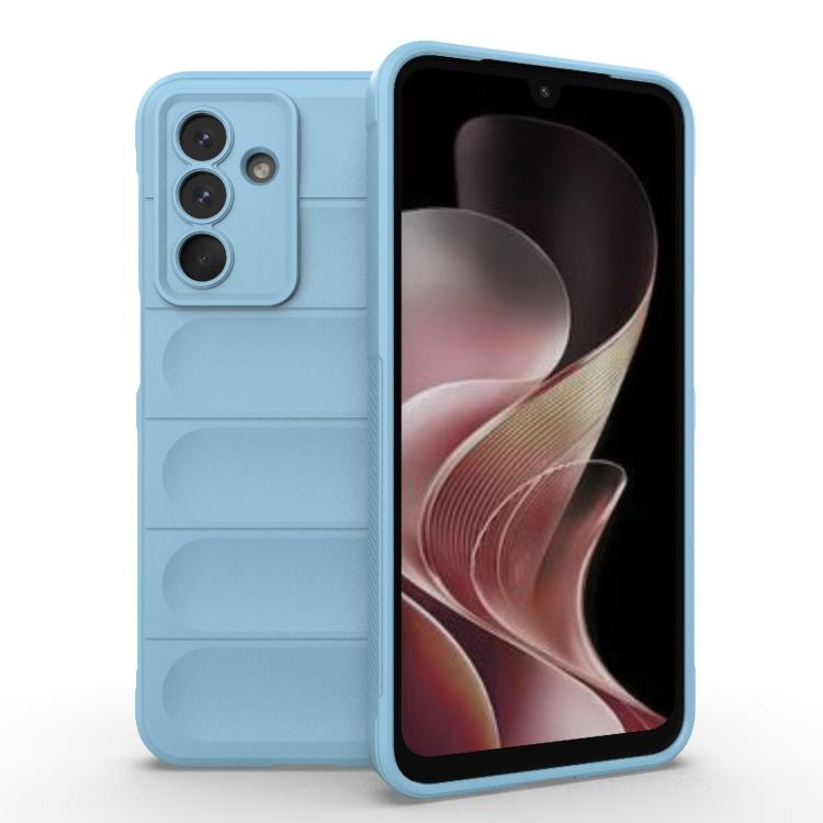 Funda de TPU + franela con escudo mágico indio para Samsung Galaxy M36 5G (azul claro)