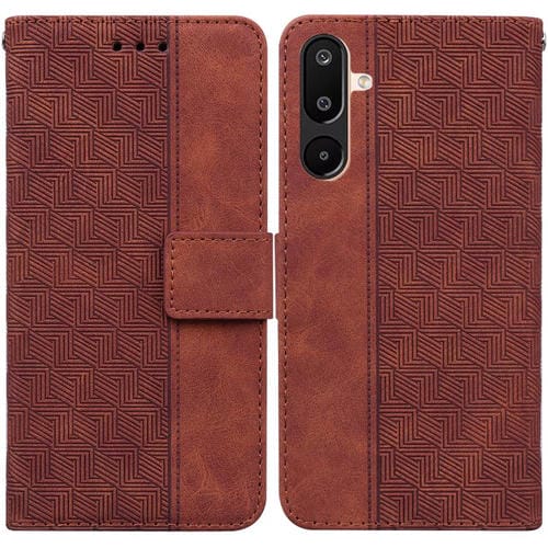 Funda de cuero con relieve geométrico para Samsung Galaxy M16 5G / F16 5G / M36 5G (marrón)