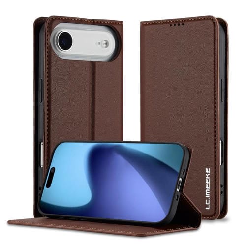 Funda de PU con textura fina esmerilada para iPhone 17 Air LC.IMEEKE L1 Series (marrón)