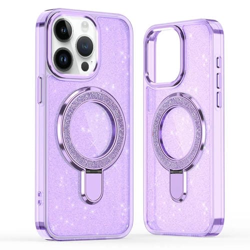 Funda para Teléfono con Soporte de Anillo Magsafe para iPhone 15 Pro Max (Morado)