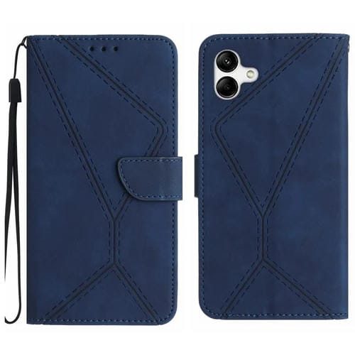 Funda de Cuero con Relieve y Costuras para Samsung Galaxy A06 5G (Azul)