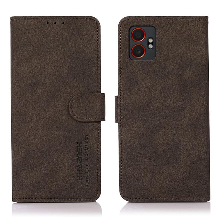Funda de cuero con textura mate KHAZNEH para Samsung Galaxy XCover7 Pro (marrón)