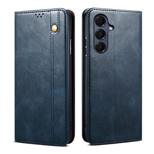 Funda de cuero con textura Crazy Horse y cera de aceite para Samsung Galaxy A17 5G (azul)