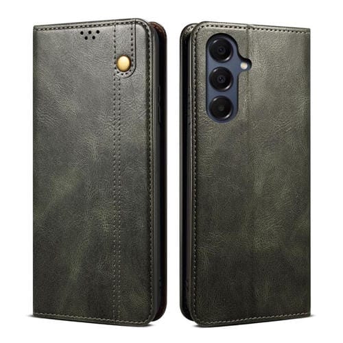 Funda de cuero con textura Crazy Horse y cera de aceite para Samsung Galaxy A17 5G (verde)