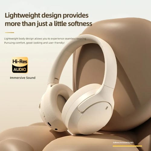 Auriculares Bluetooth NC10 ANC Montados en la Cabeza con Reducción Activa de Ruido (Beige)