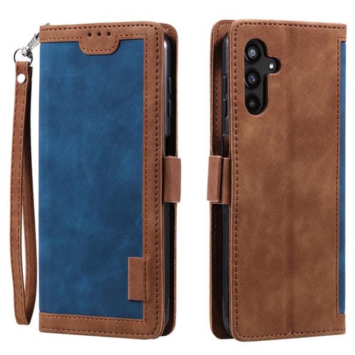 Funda de cuero con tapa horizontal y diseño retro para Samsung Galaxy A17 5G (azul)