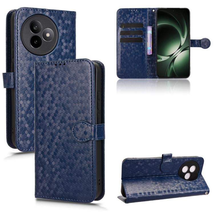 Funda de cuero con textura de panal y puntos para Redmi K80 Ultra (azul)