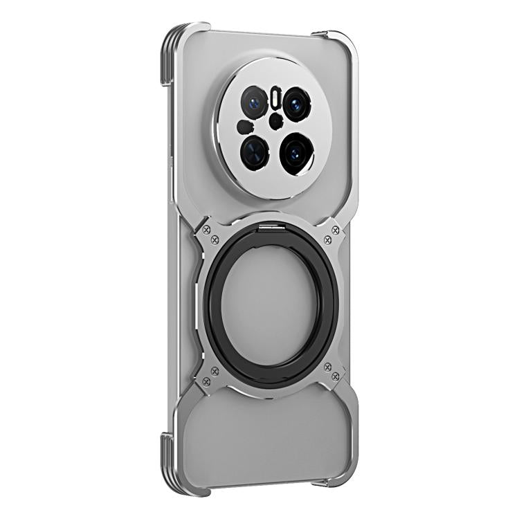 Funda de Metal con Soporte Magsafe y Brazo Mecánico para Huawei Mate 70 (Plateada)