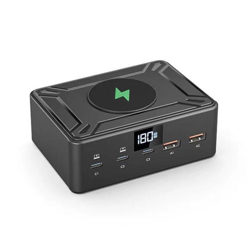Pantalla Led 190 W Cargador Multipuerto 3 Tipo C 2 Usb Carga Inalámbrica Qi (Enchufe Reino Unido)