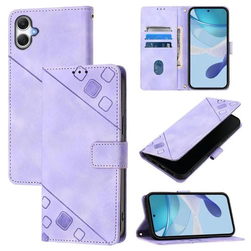 Funda de piel con relieve para Samsung Galaxy A07 4G (morado claro)