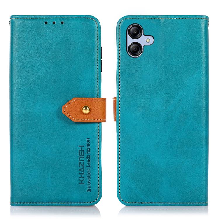 Funda de piel de vacuno bicolor KHAZNEH para Samsung Galaxy A07 5G (azul)