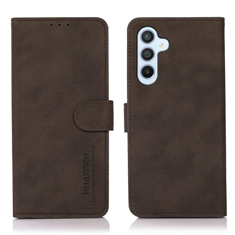 Funda de cuero con textura mate KHAZNEH para Samsung Galaxy A17 5G (marrón)