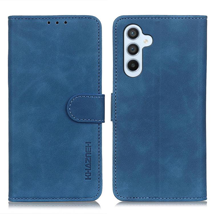 Funda de cuero con tapa horizontal y textura retro KHAZNEH para Samsung Galaxy A17 5G (azul)