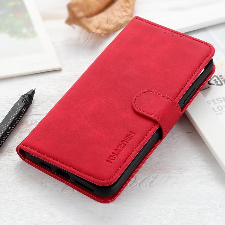 Funda de cuero con tapa horizontal y textura retro KHAZNEH para Samsung Galaxy A17 5G (roja)