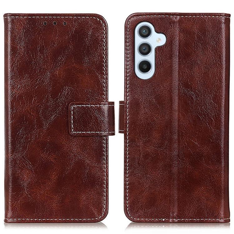 Funda de cuero con textura retro de caballo loco para Samsung Galaxy A17 5G (marrón)